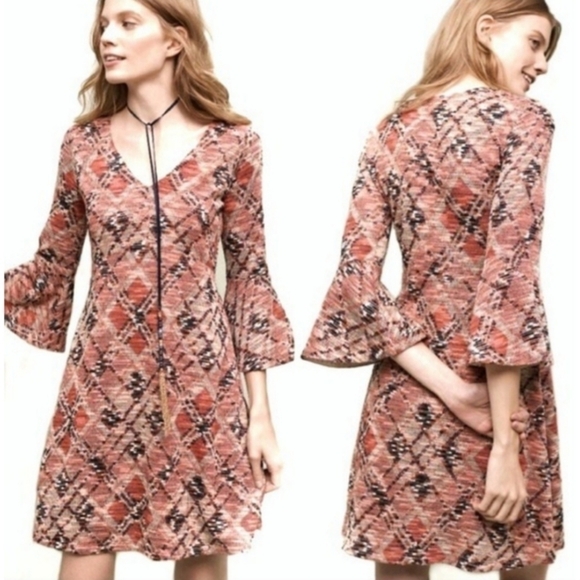 𝅺Anthropologie Maeve Erina Knit Dress with Bell Sleeves - Picture 1 of 8
